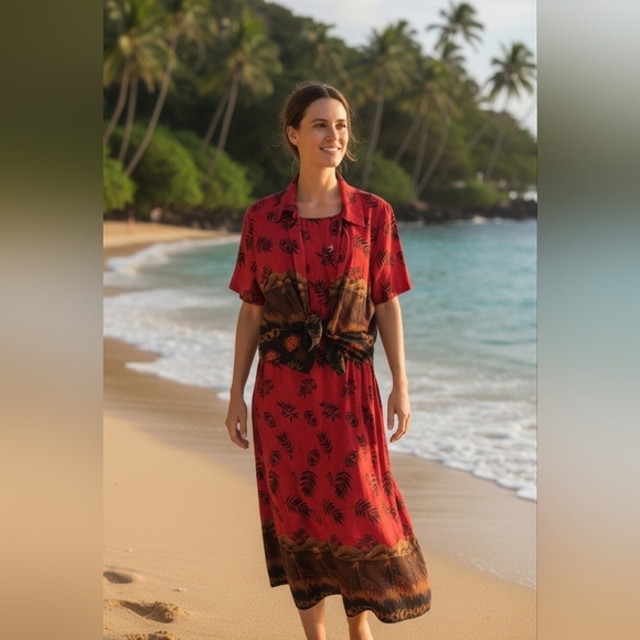 Tradition Dresses & Skirts - Tradition 2 Pc vintage safari print dress and short-sleeved shirt set Jungle Set